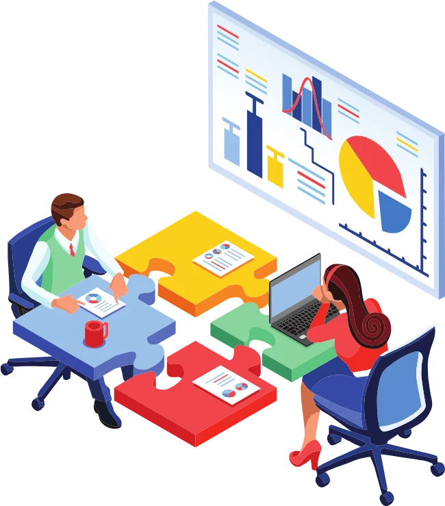 Illustration du site SysCamp : une équipe organise son travail et analyse ses données